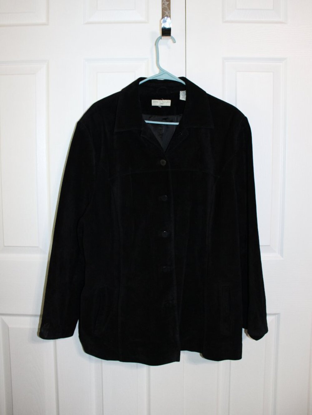 Vintage Lord & Taylor Women's Black Leather Button Front Jacket